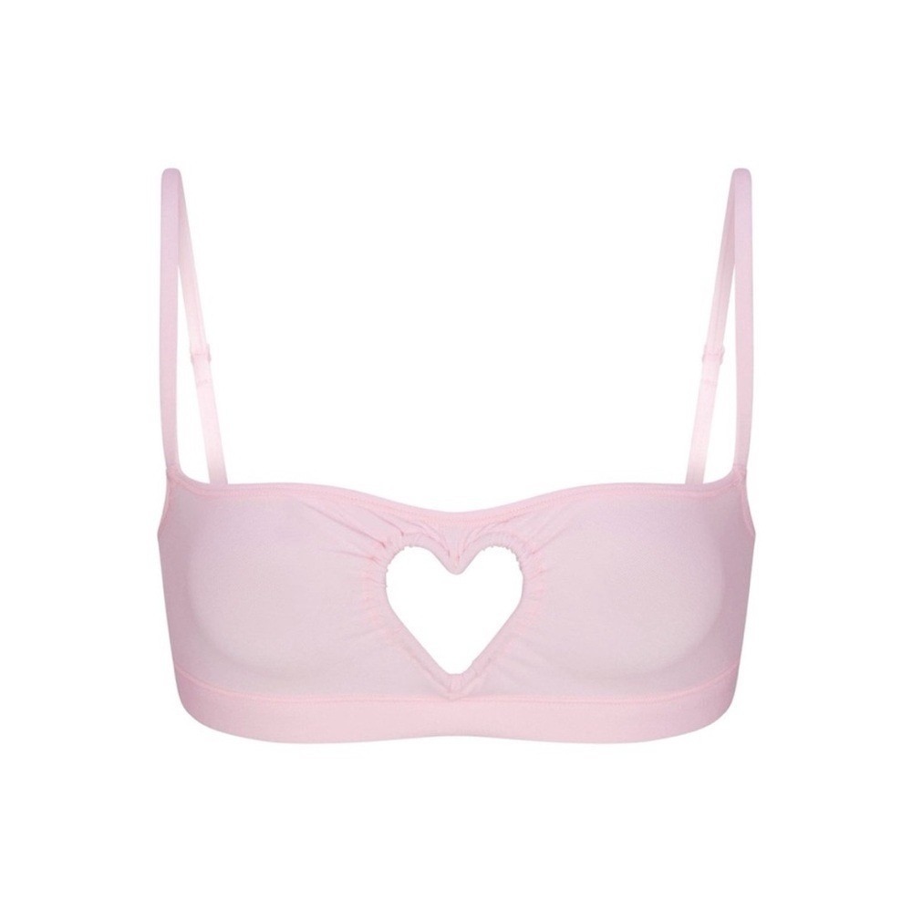 SKIMS Cotton Jersey Heart Cutout Scoop Bralette Cherry Blossom Pink SP-SCP-7415W - Picture 10 of 10